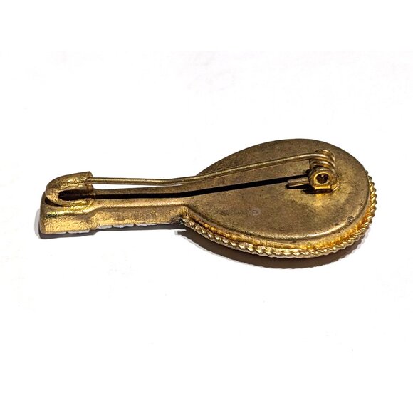 Micro Mosaic Vintage Lute or Mandolin brooch - Picture 2 of 5